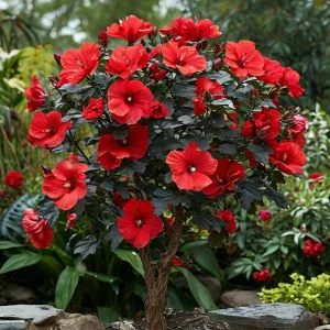 Гибискус Миднайт Роуз купить по цене от 269р. в интернет-магазине «Посадика» с доставкой почтой в в Леснойе и по всей России – [изображение №1].