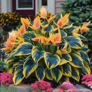 Хоста Флейм Данс купить по цене от 650р. в интернет-магазине «Посадика» с доставкой почтой в в Леснойе и по всей России – [изображение №1].